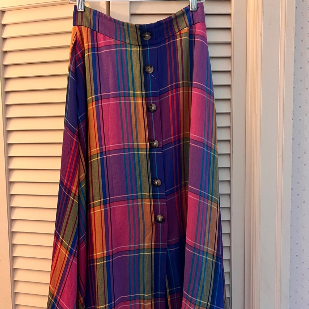 Ann Taylor Multicolor Plaid Maxi Skirt
